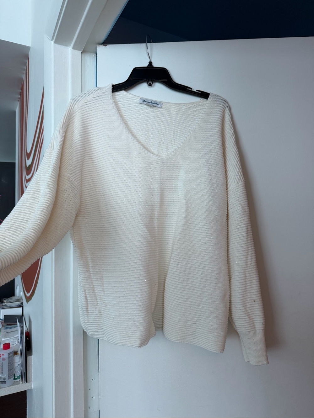 Tommy Bahama Bonita Sequin Ottoman V Neck Long Sleeve Sweater